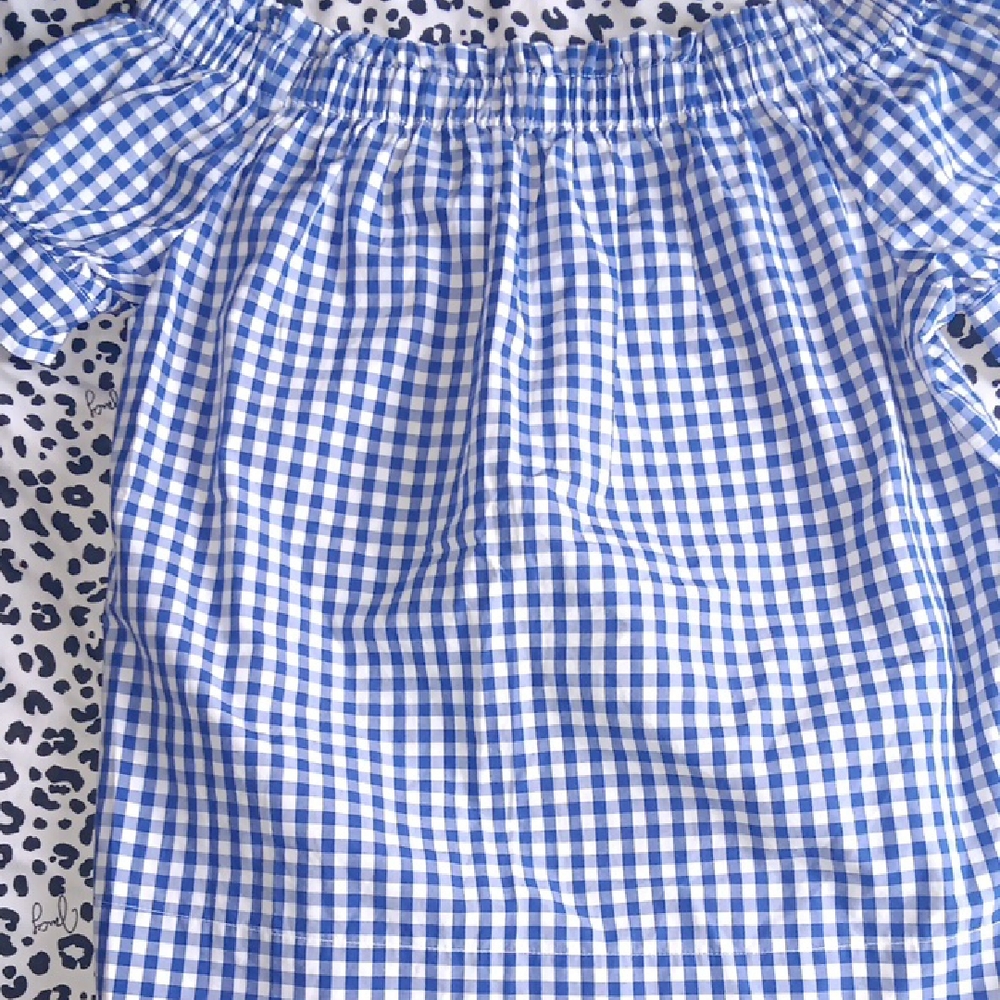 J. Crew Blue and White Gingham Top
